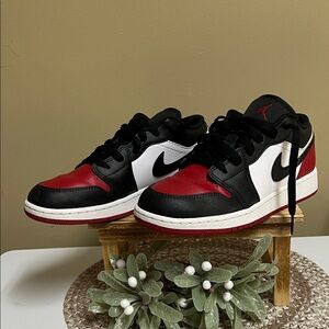Nike Kids Air Jordan Black, Red, and White Low-Top Sneakers